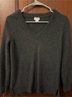 J. Crew Dark Cashmere V-Neck Sweater